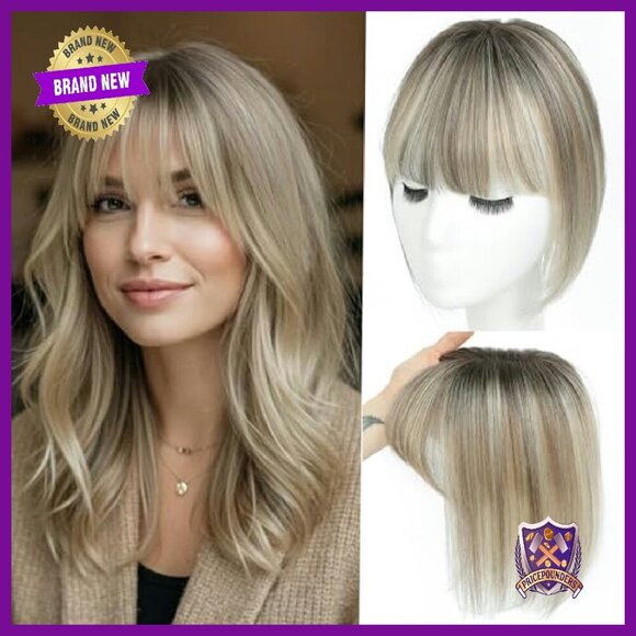 10 Inch Human Hair Topper with Bangs for Thinning Hair Swiss Base main image 2